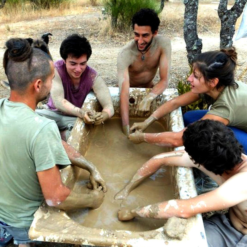 Mixing Clay to make the oven